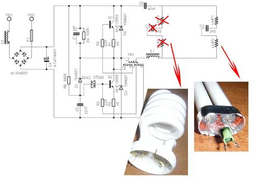 Ремонт энергосберегающих ламп своими руками Настольная лампа с балластом от энергосберегающей лампы. Радиотехника, электрони