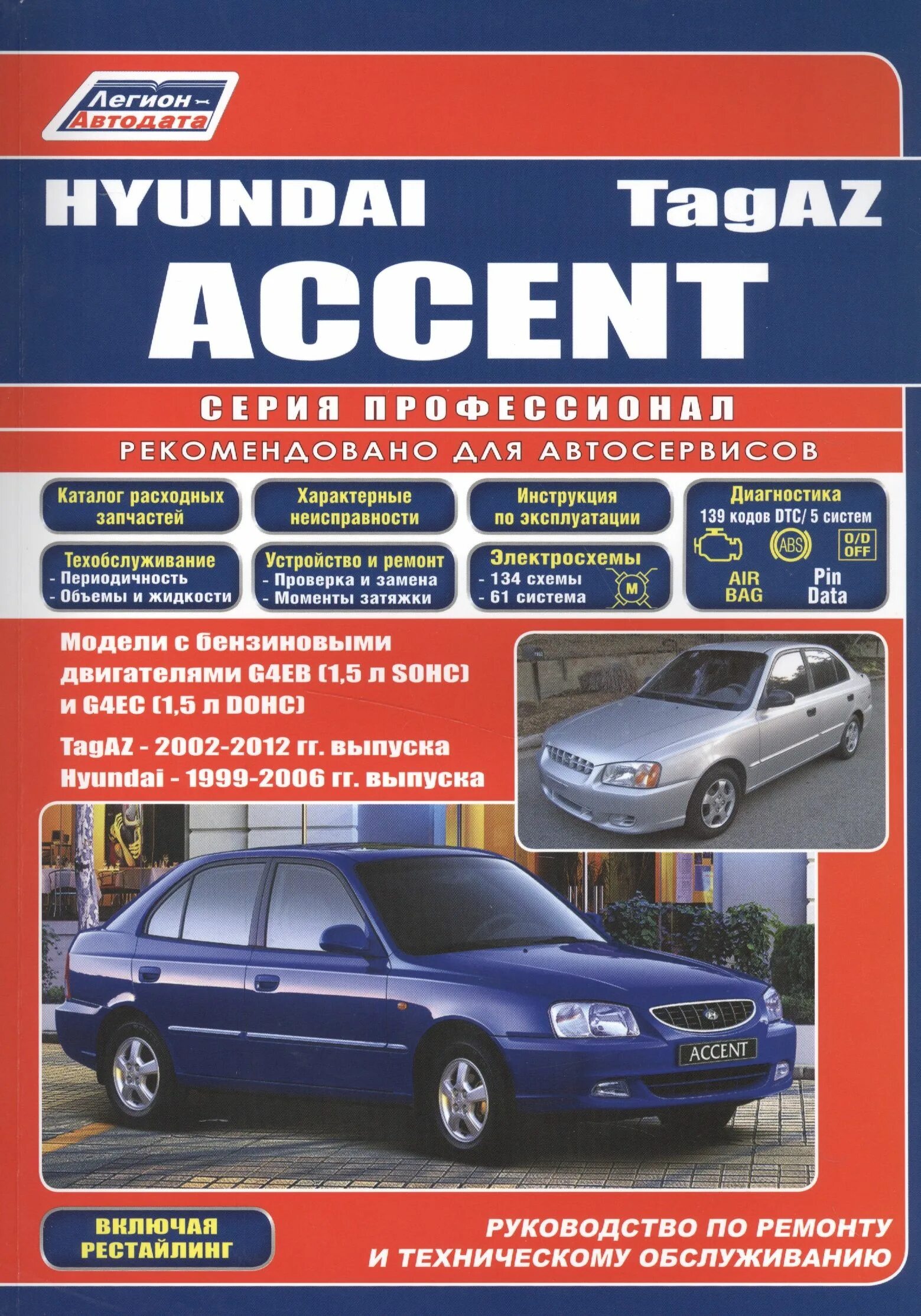 Ремонт хендай акцент своими Hyundai Accent ТагАЗ Мод. с бенз. двигателями G4EB (1,5 л. SOHC) и G4EC (мПрофес