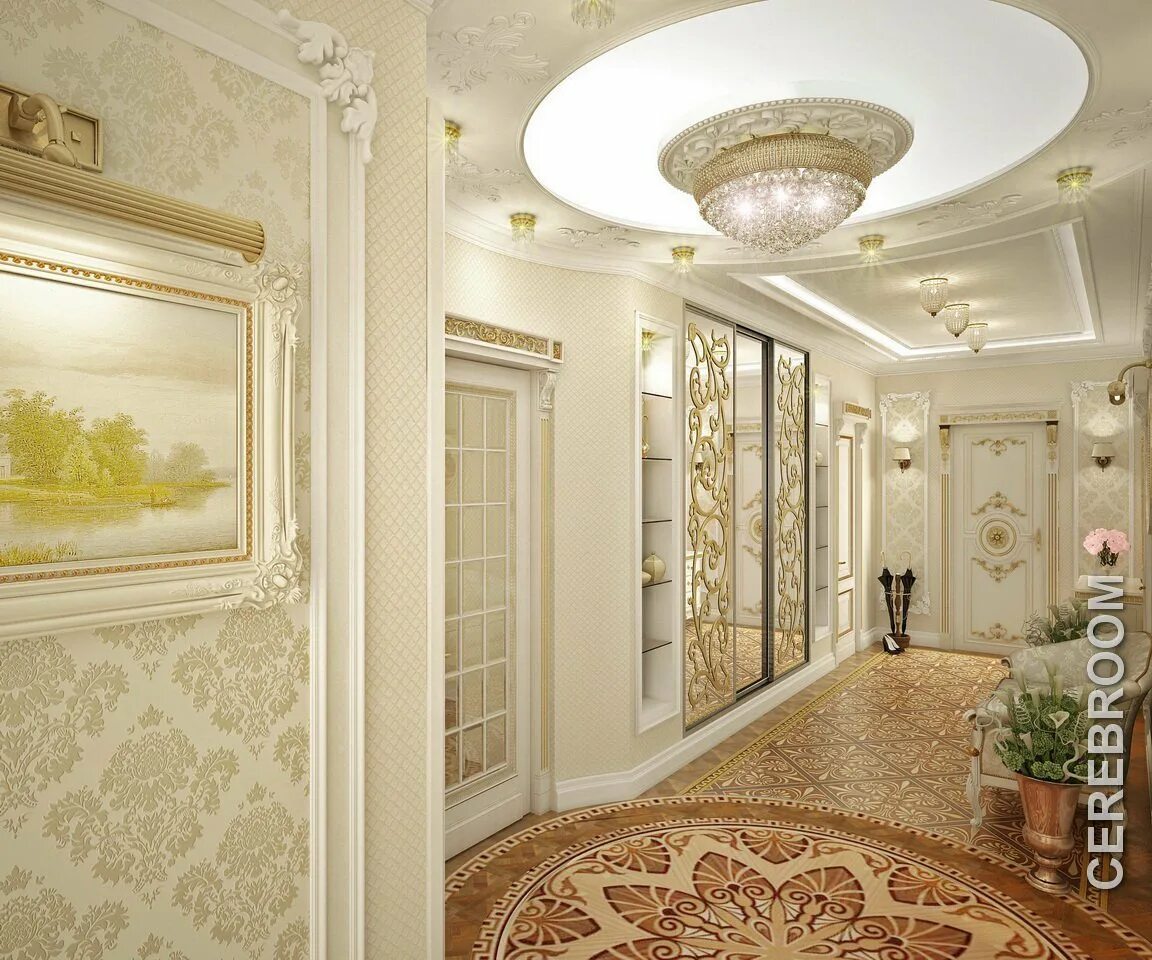 Ремонт холла фото Classic hall interior - 74 photo