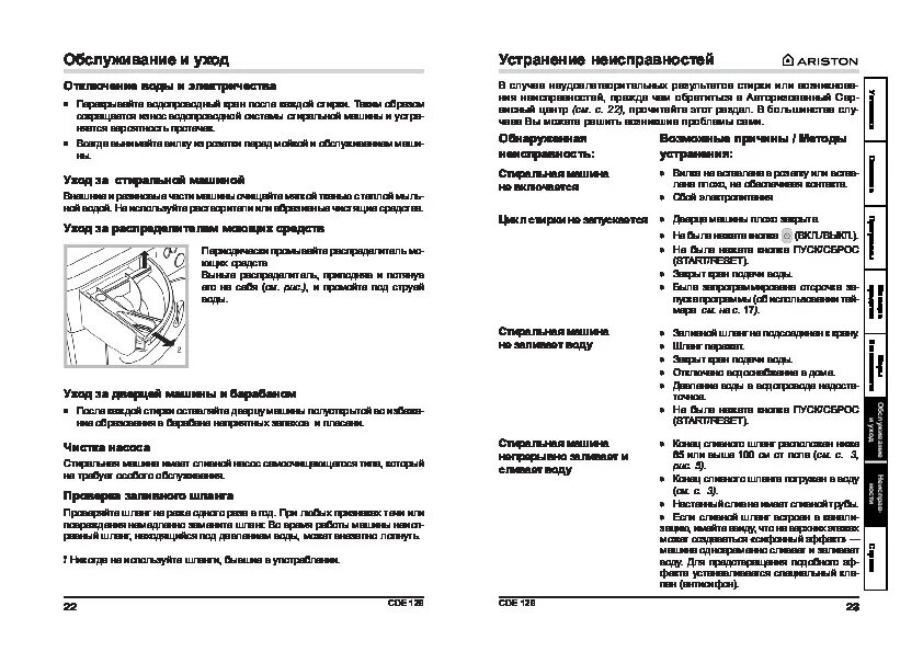 Ремонт хотпоинт аристон своими руками Руководство пользователя стиральной машины Ariston CDE 129 - Инструкции по экспл