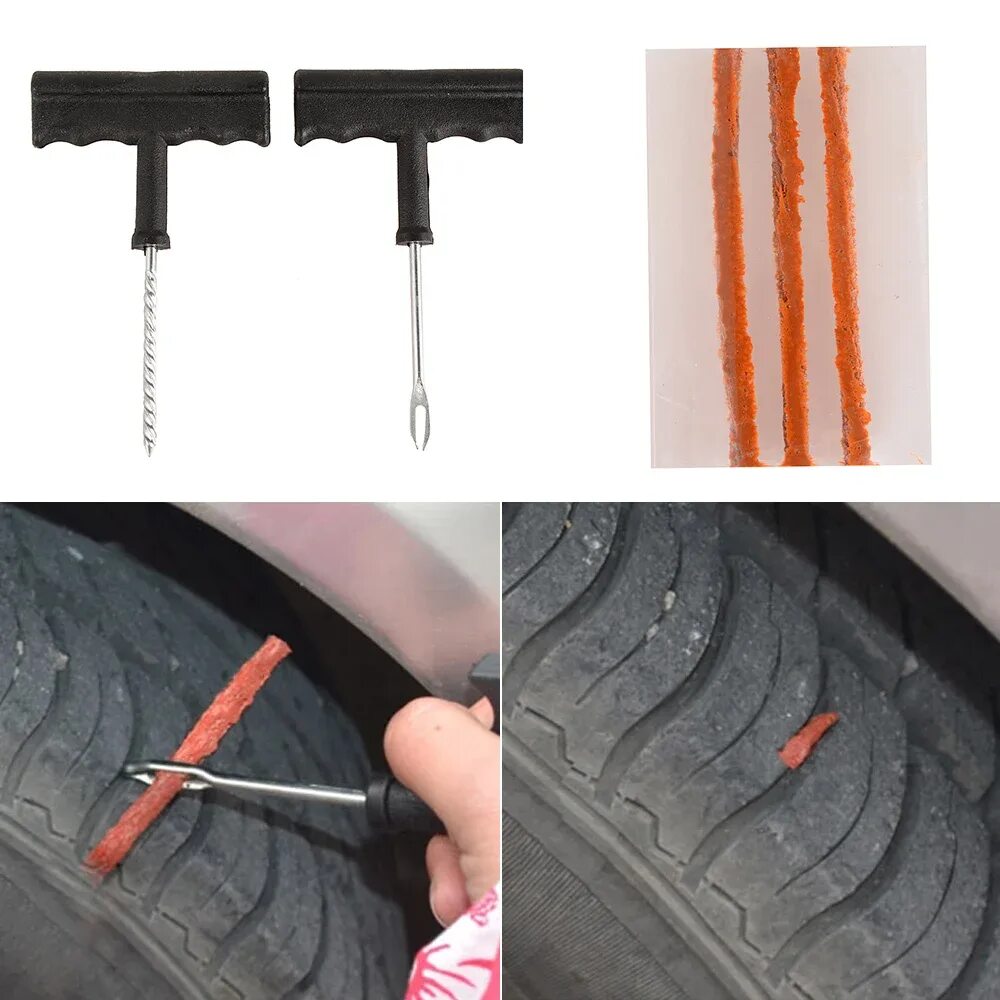 Ремонт колеса жгутом своими руками Auto Tire Repair Tool Car Repair Tubeless Tires Sealant Seal Rubber Tools Kits F