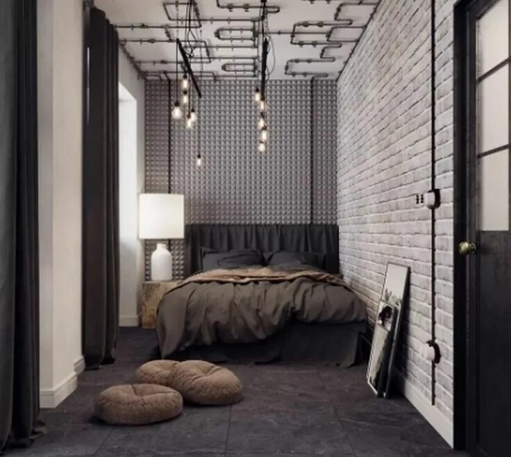 Ремонт комнаты в стиле лофт 10 Industrial-Style Bedroom Design Ideas For Millennials Спальня в стиле лофт, И