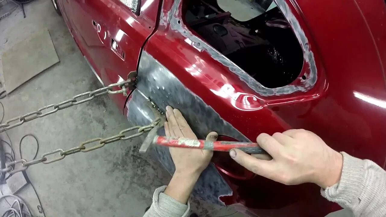 Ремонт крыла автомобиля своими Dodge Caliber часть 5. Ставим железо. Body repair. - YouTube