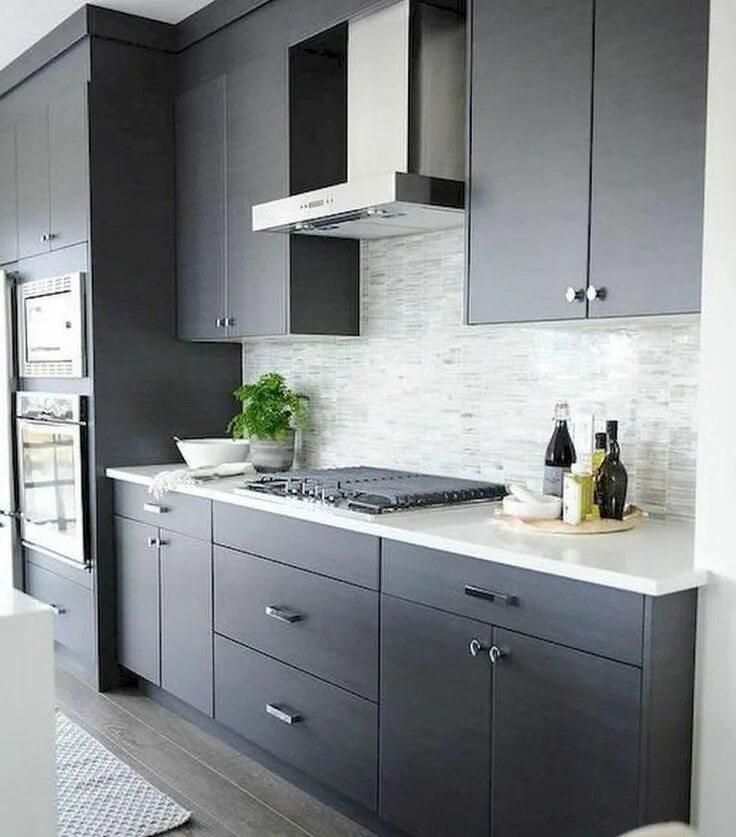 Ремонт кухни в серых тонах фото 49 Gorgeous Farmhouse Gray Kitchen Cabinet Design Ideas - Design Grey kitchen de