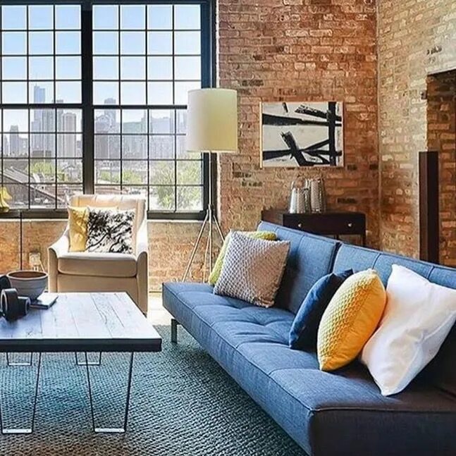 Ремонт квартиры в стиле лофт Splitback with Chrome legs Loft interiors, Loft design, Living room loft