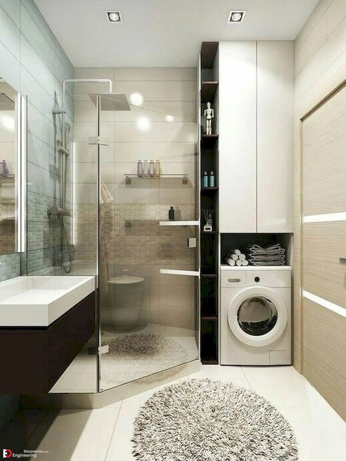 Ремонт маленькой ванной фото дизайн 30 Smart Bathroom Design Ideas With Washing Machine - Engineering Discoveries Sm