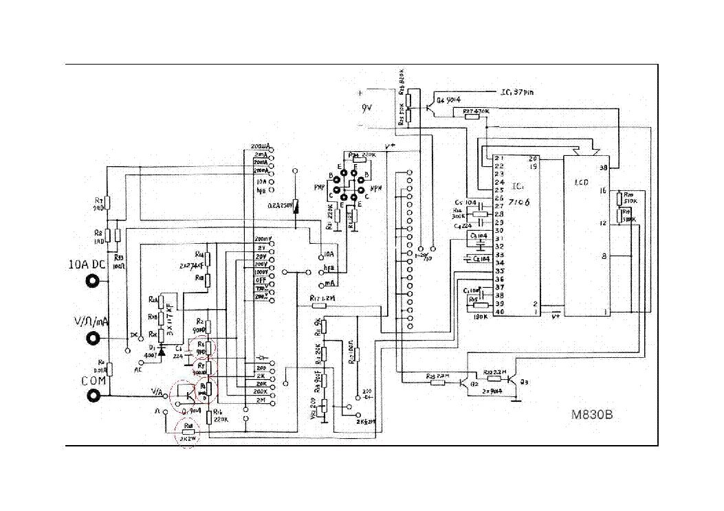 Ремонт мультиметра дт 832 своими руками схема M830B DIGITAL MULTIMETER SCH Service Manual download, schematics, eeprom, repair