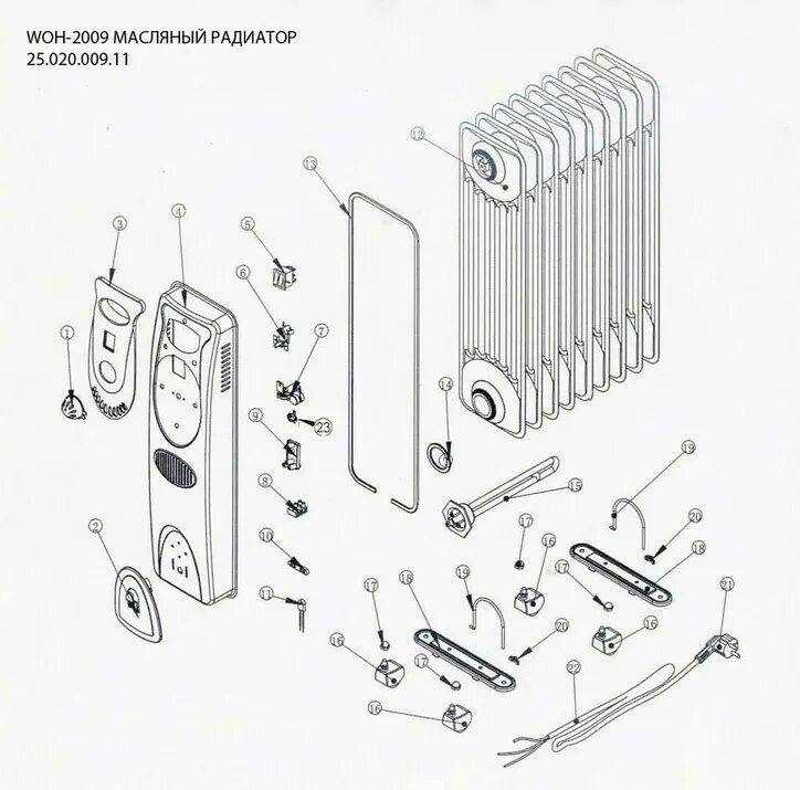 Ремонт обогревателя масляного своими руками схема Масляный радиатор WATT WOH-2009 (25.020.009.11) - Multiservice