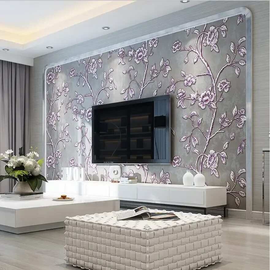 Ремонт обои интерьер Wallpaper Tv Background Wall Wallpaper 3d Thick Relievo Bedroom Wallpaper Eco-fr