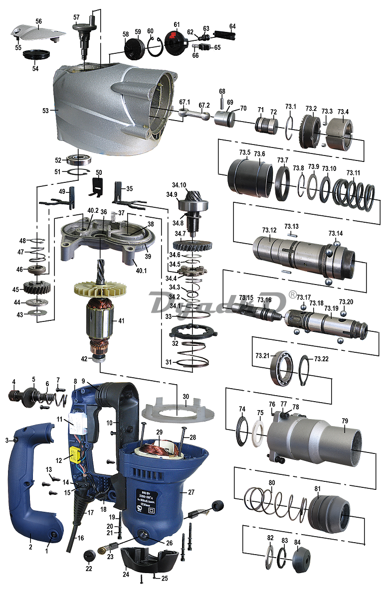 Ремонт перфоратора своими руками видео Схема (деталировка) перфораторы ДИОЛД ПРЭ-5 В. Подбор по модели, низкие цены в и