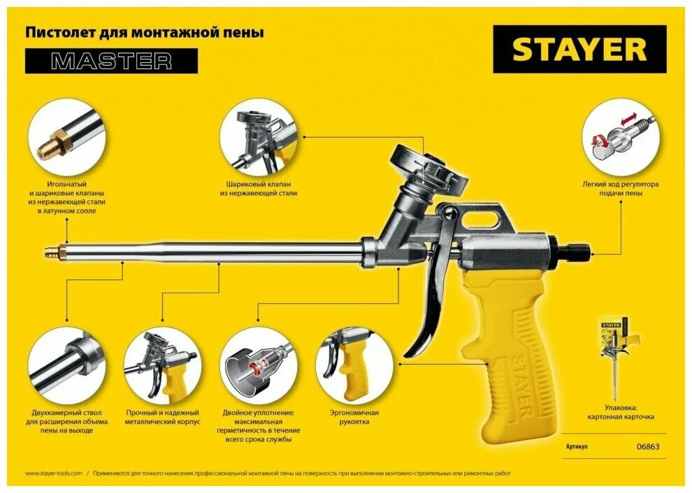 Ремонт пистолета для монтажной пены своими руками Профессиональный пистолет для пены STAYER Master 06863_z02 - купить в интернет-м