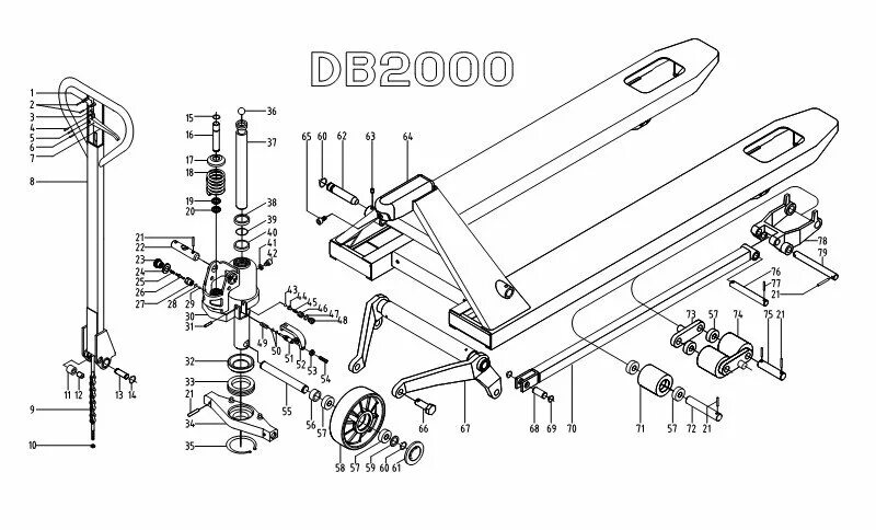 Ремонт рохли своими Запчасти для гидравлической тележки Xilin DB-2000 в Москве