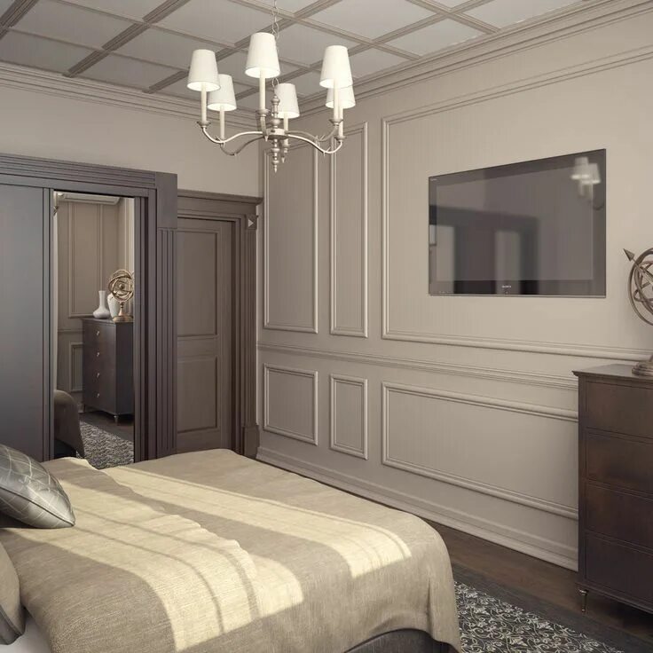 Ремонт с молдингами фото в интерьере house ideas future Home room design, Classic bedroom, Bedroom interior