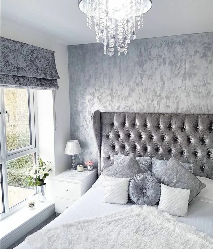 Ремонт серые обои фото 15 Awesome Ideas How to Improve Modern Gray Bedroom Ideas Silver bedroom, Home d