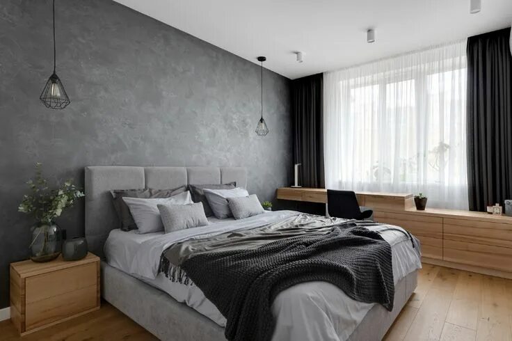 Ремонт серые обои фото DVOETOCHIE design bureau Bedroom interior design luxury, Small apartment interio