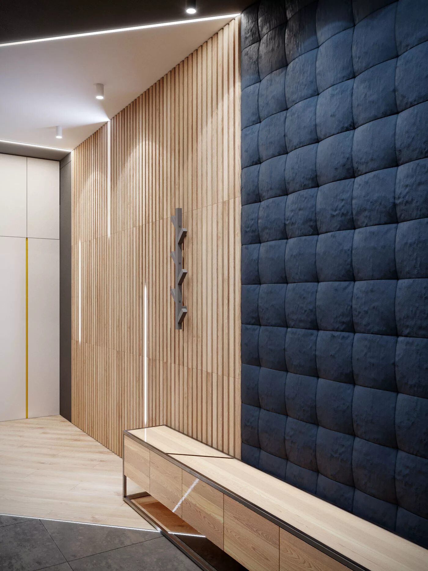 Ремонт со стеновыми панелями фото Wooden panels Batten Plank in design of the hallway :: Behance