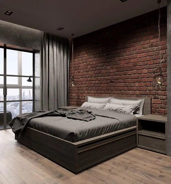 Ремонт спальни в стиле лофт Bedroom Bedroom interior, Bedroom decor cozy, Home decor bedroom