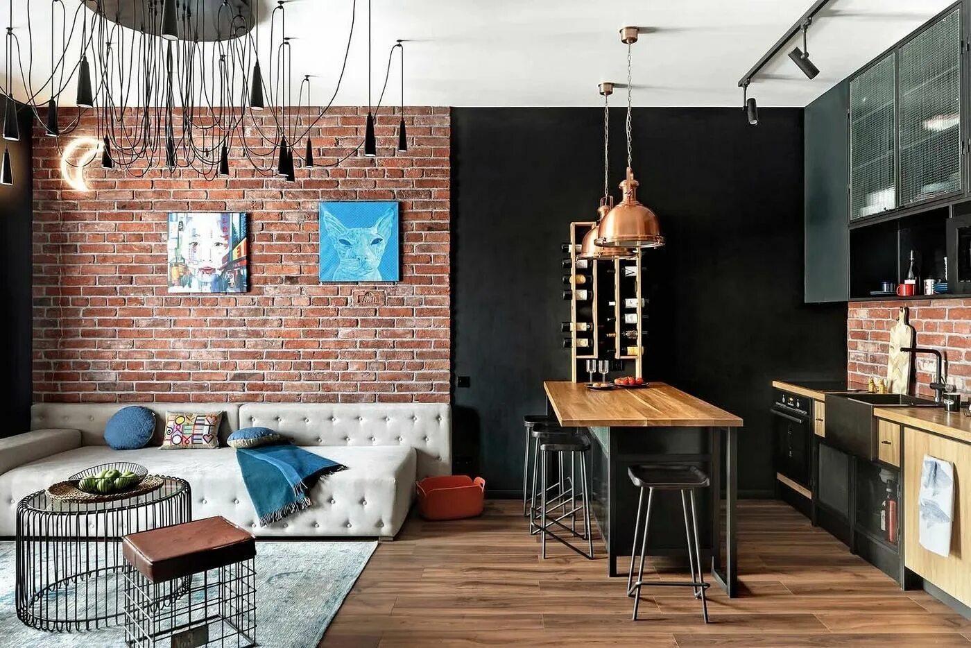 Ремонт стиль лофт студия nappali - Loft, ipari és shabby chic stílusok fiatal hölgy 57m2-es lakásában, ké