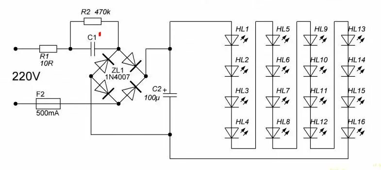 Ремонт светодиодной на 220в своими руками Ответы Mail.ru: Как правильно подключить 50 светодиодов к сети 220 В?