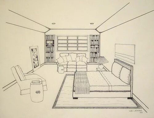 Ремонт своей комнаты Bedroom Drawing Point Perspective Unique Picture Point Perspective Bedroom Drawi