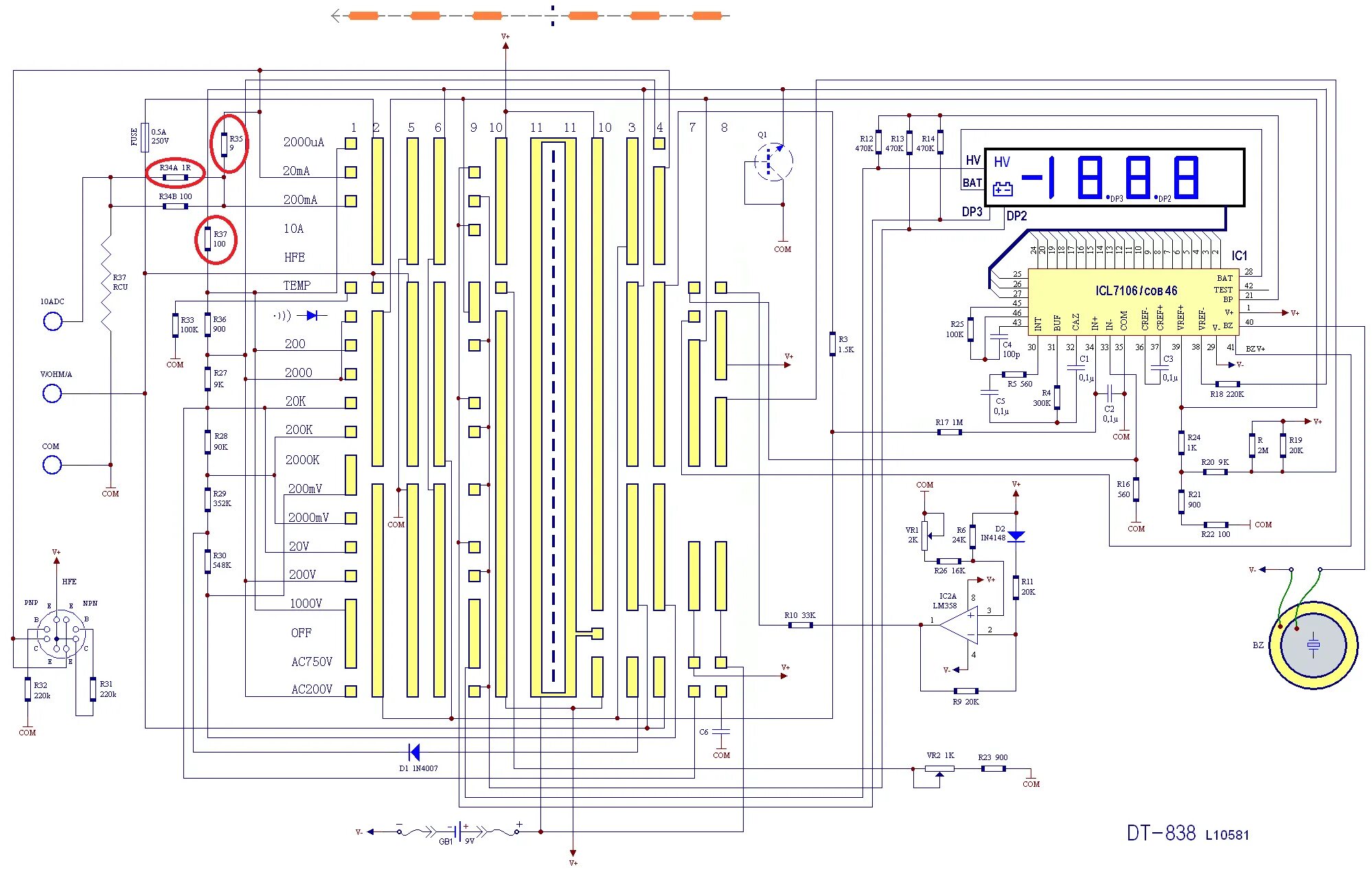 Ремонт своими руками принципиальная схема ремонт мультиметра DT-838-3 - Измерительная техника - Форум по радиоэлектронике