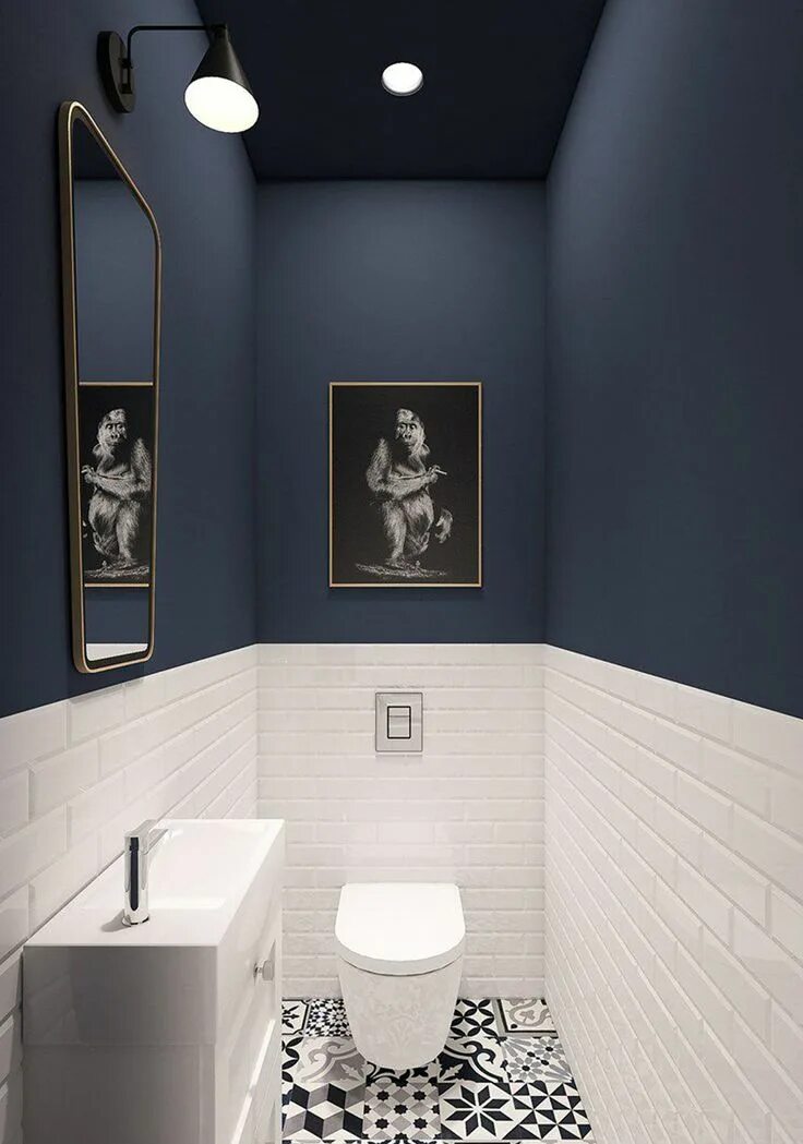 Ремонт туалета без плитки фото Classic Blue: color Pantone 2020 in 2024 Bathroom interior design, Bathroom desi