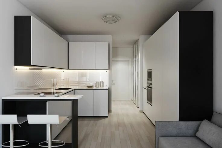 Ремонт в студии 30 кв м фото Дизайн квартиры-студии Small apartment design, Minimalist kitchen design, Modern