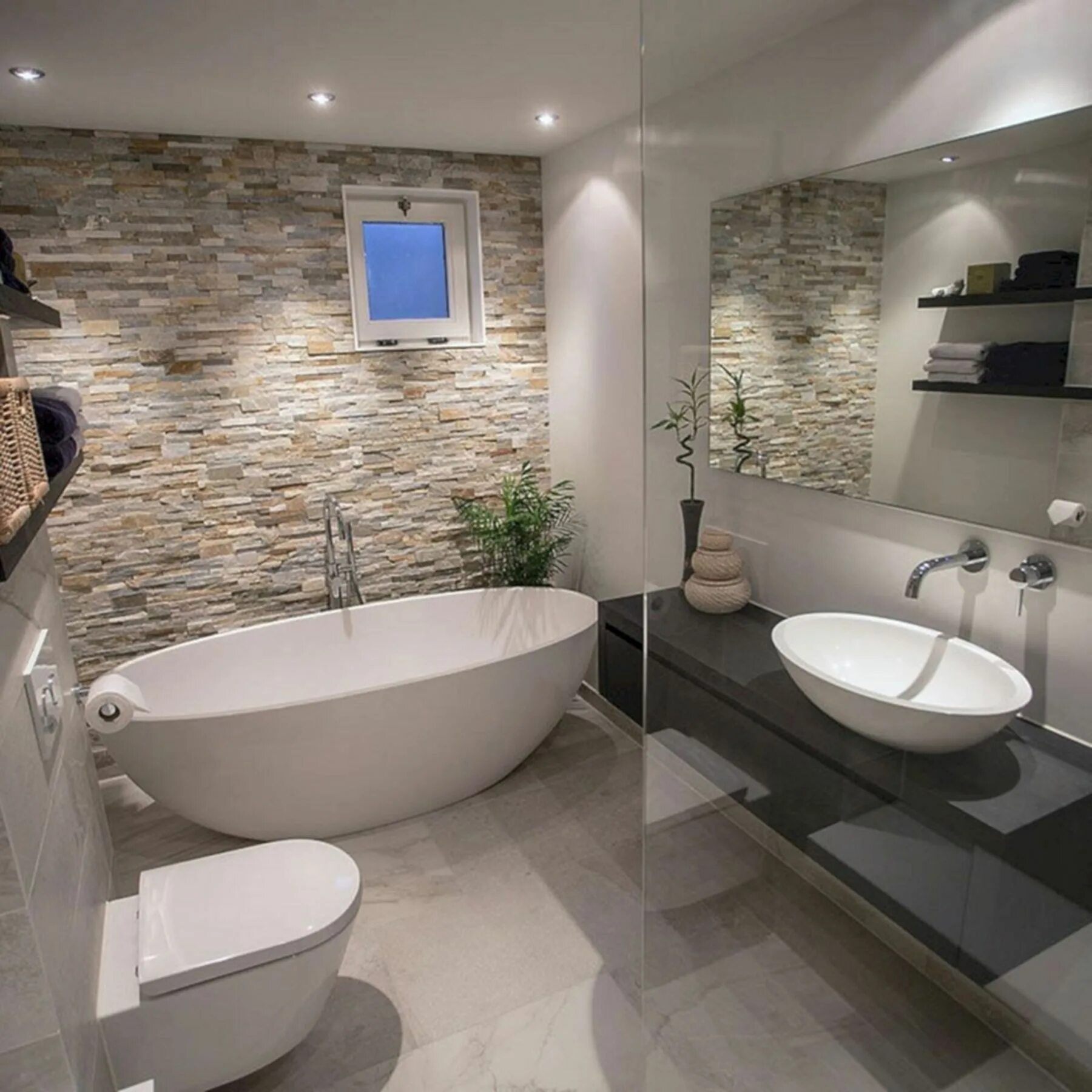 Ремонт ванной комнаты интерьер фото Brilliant 10 Creative Natural Stone Wall Bathroom Decoration Ideas For Your Bath