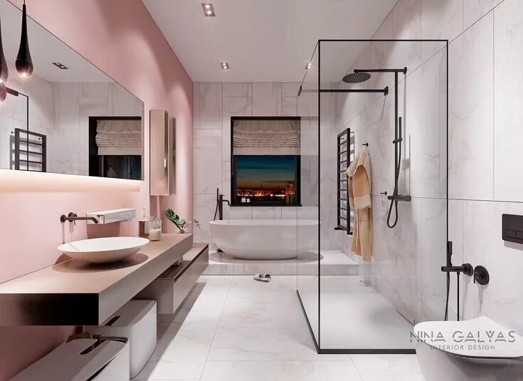 Ремонты ванной комнаты фото современный стиль Bathroom. "Pink dreams" on Behance Bathroom interior design, Bathroom interior, 