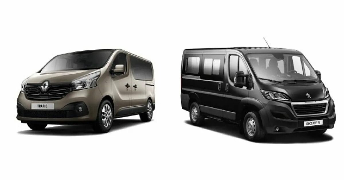 Рено боксер фото Порівнюємо Peugeot Boxer Combi 2014 і Renault Trafic Combi 2014