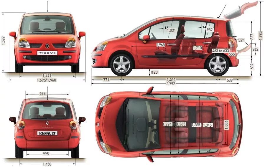 Рено габарит фото Modus и конкуренты - Renault Modus, 1,2 л, 2004 года просто так DRIVE2