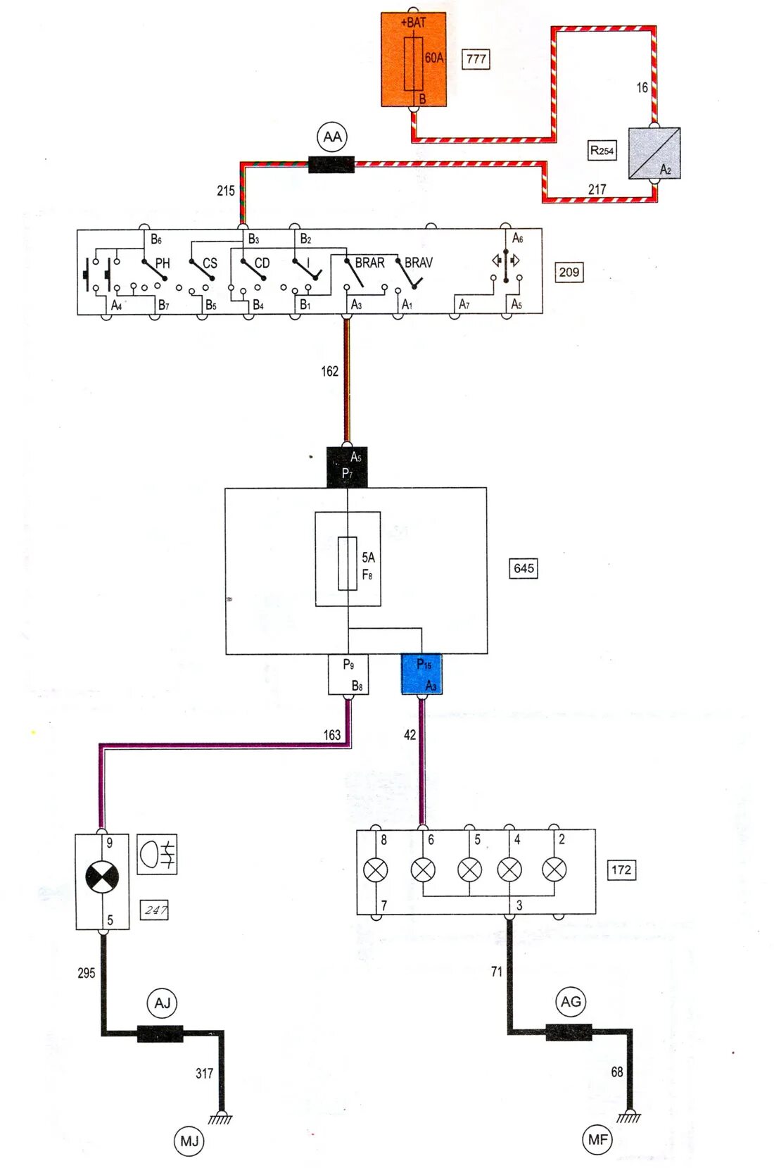 Рено кангу 1 подключение противотуманных фар Scheme 19. Fog lights (Renault Scenic 1, 1996-2003) - "Electrical equipment/Elec