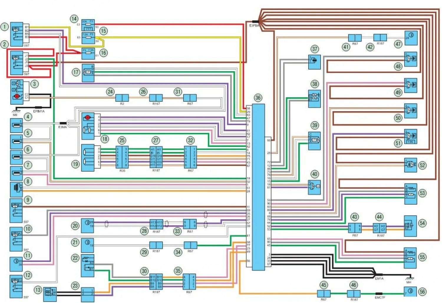 Рено лагуна 2 электрические схемы Wiring diagram of the engine management system K4J (Renault Symbol 2, 2008-2013,