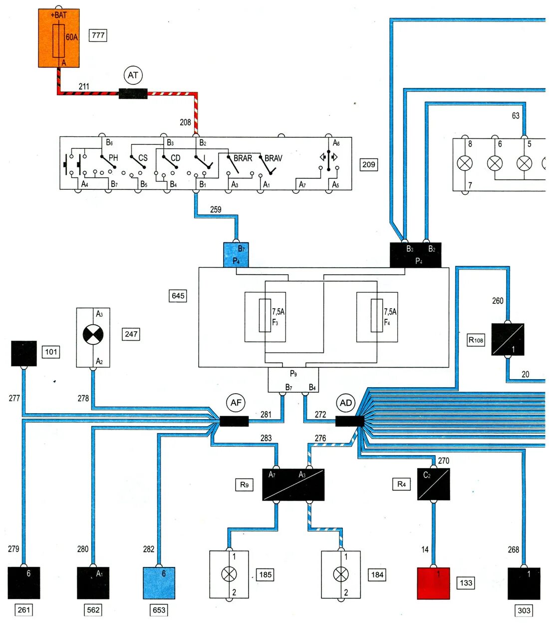 Рено лагуна 2 электрические схемы Scheme 24. Parking lights (Renault Scenic 1, 1996-2003) - "Electrical equipment/