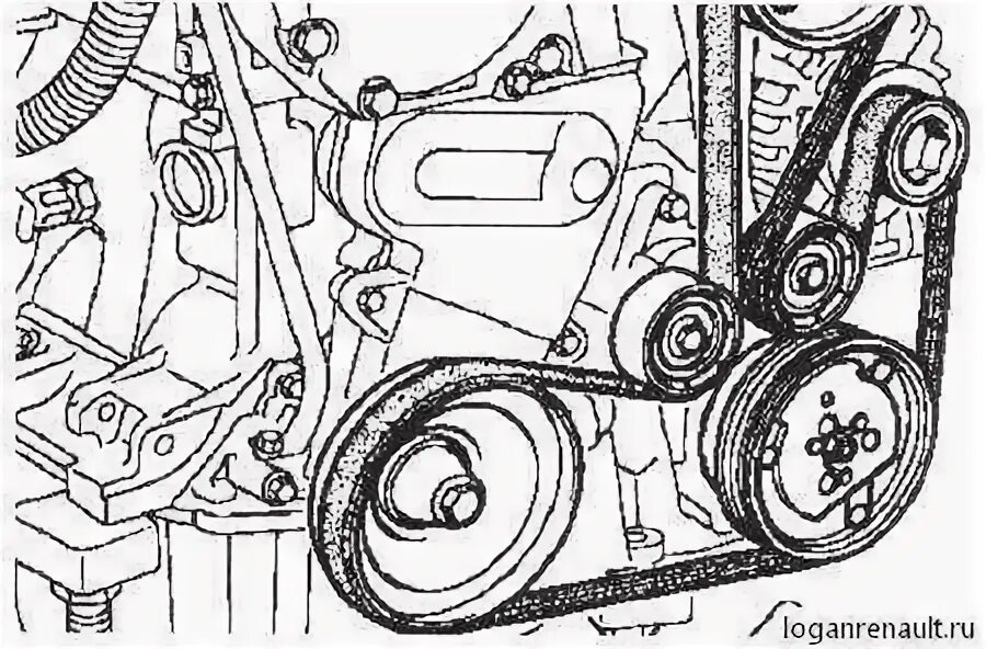 Рено лагуна 2 схема установки ремня генератора Натянуть ремень генератора рено меган 1 - 97 фото