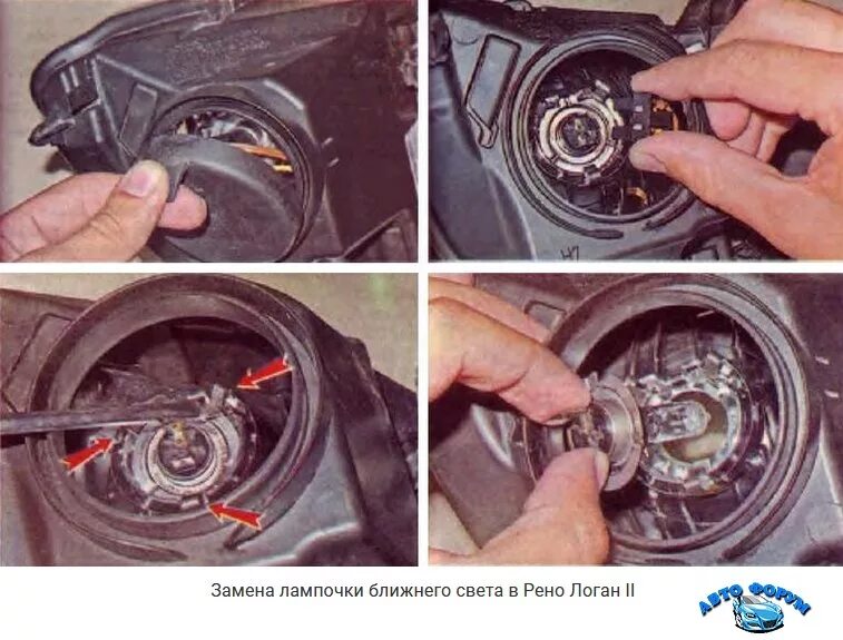 Рено логан как заменить лампочку ближнего света Замена лампочки ближнего света Рено Логан: 1/2 поколение