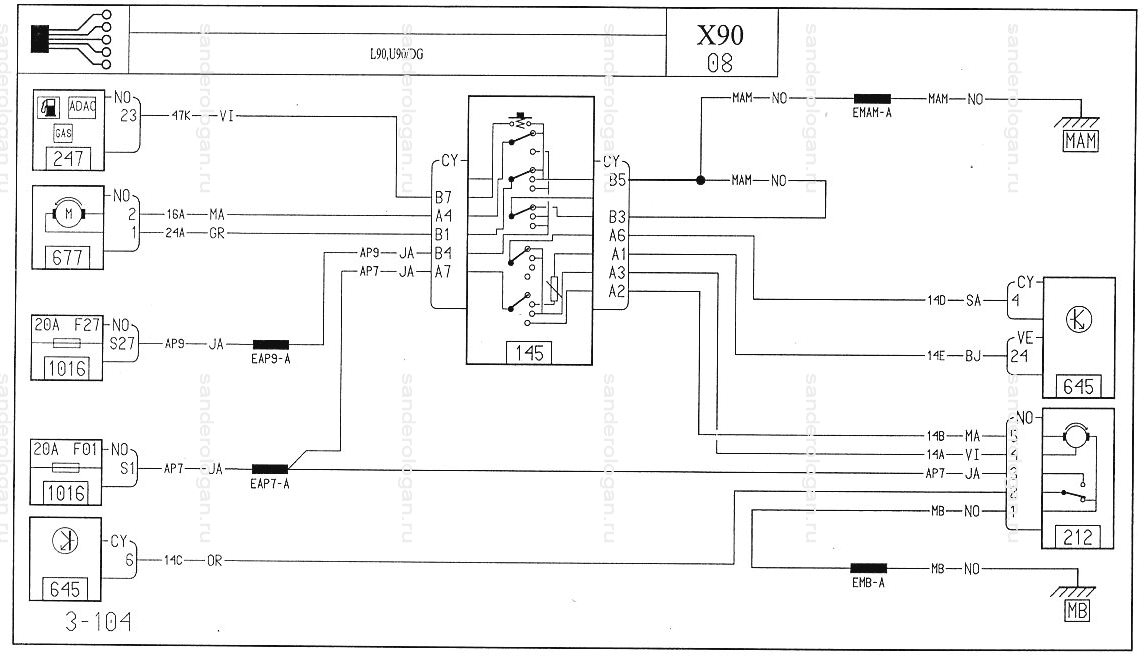 Рено мастер 2 схема подключения Электросхемы Рено Логан Сандеро (Renault Sandero Logan)