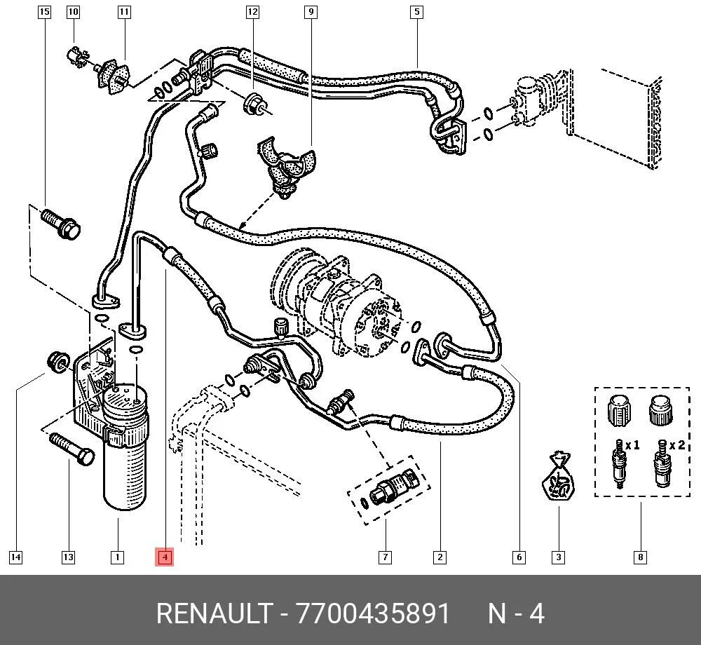 Рено меган 1 электрические схемы кондиционера Купить RENAULT 7700435891 - Трубка в Минске