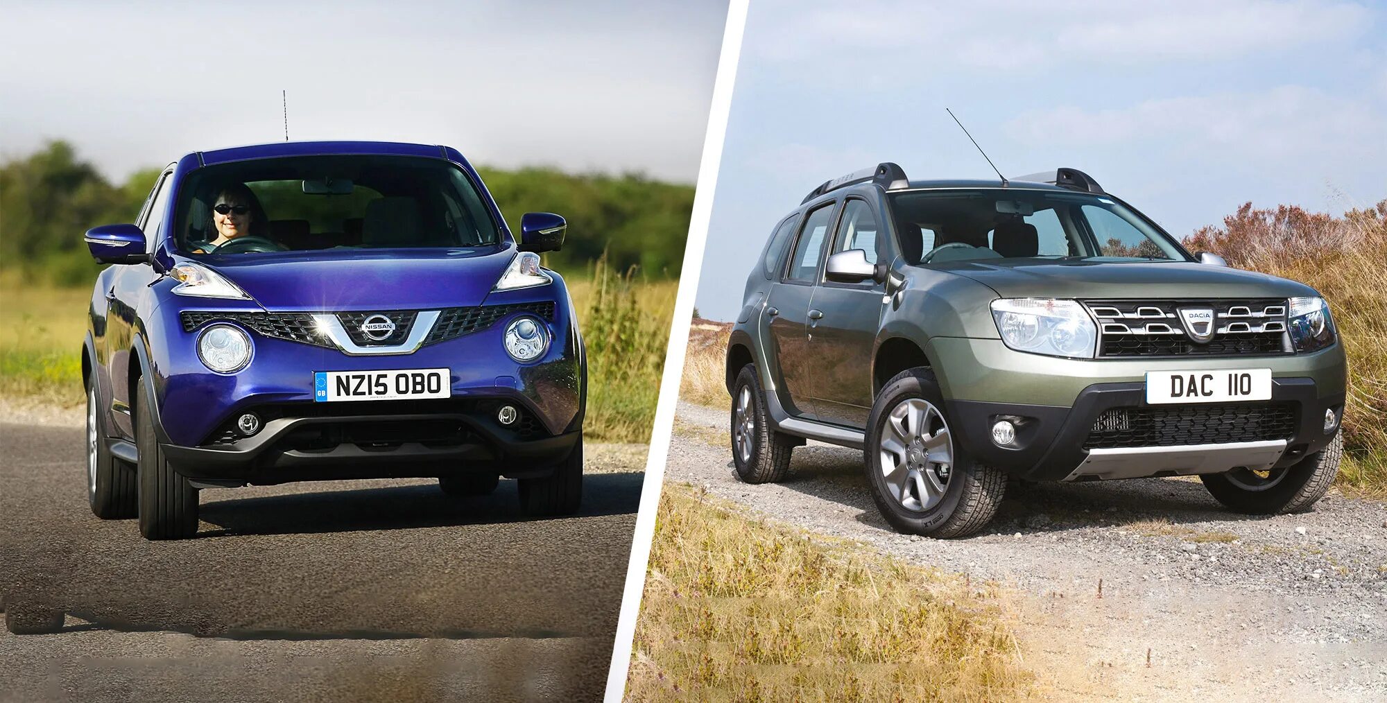 Рено сандеро и дастер фото Nissan Juke vs Dacia Duster - budget SUV battle Carwow