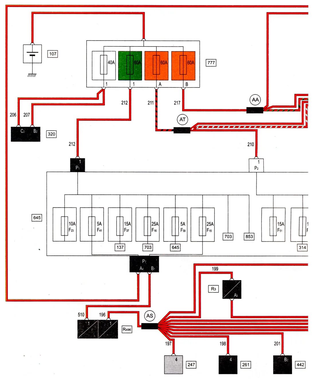 Рено сценик 1 схема подключения Scheme 22. Power supply for interior devices (Renault Scenic 1, 1996-2003) - "El