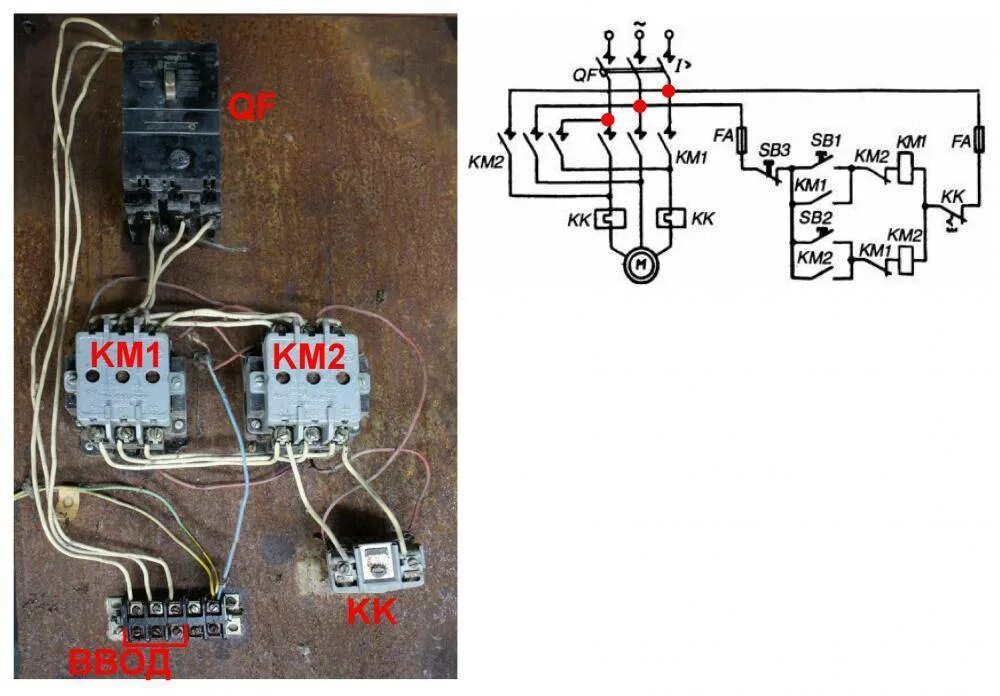 Реверс 380 в подключение двух пускателей Схема подключения теплового реле для электродвигателя