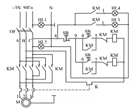 Реверс электрическая принципиальная схема Магнитный пускатель. Устройство, схемы включения, принцип действия, монтаж магни