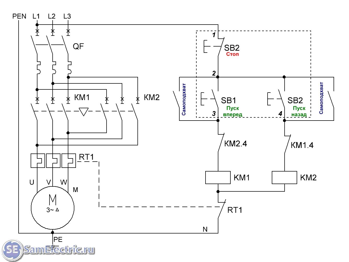 Реверсивная схема подключения электродвигателя 380 через пускатель Тепловое реле: устройство и принцип действия, характеристики, схема подключения 