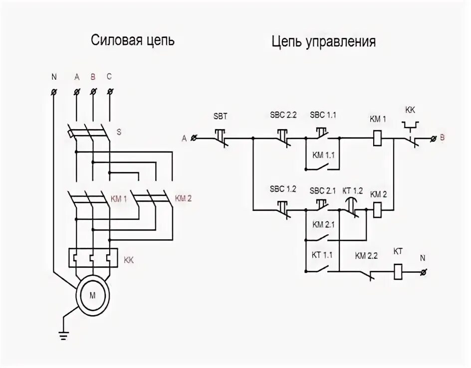 Реверсивное подключение асинхронного двигателя схема Управление асинхронными двигателями. Контрольная работа. Другое. 2016-11-17