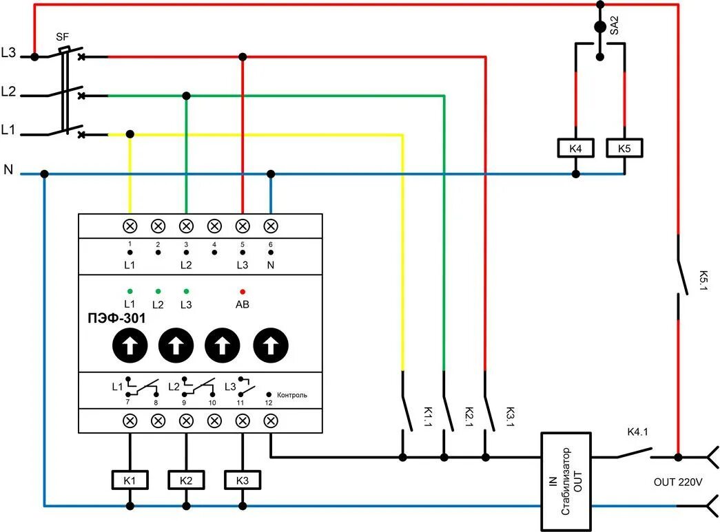 Реверсивный переключатель 3 х фазный схема подключения bypass_pef Re miLL