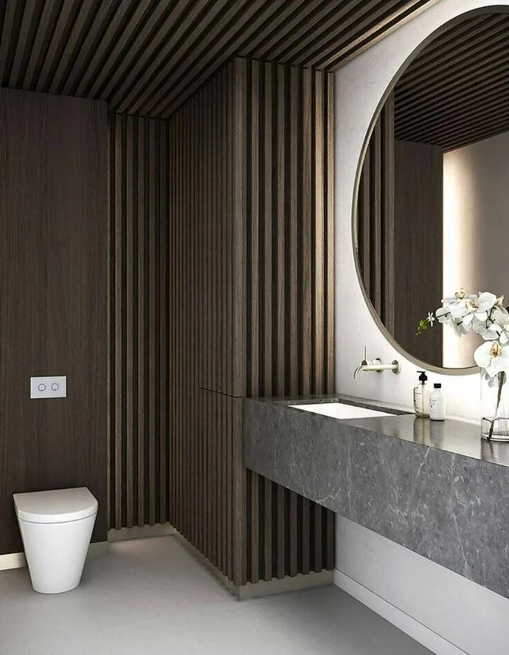 Рейка в интерьере ванной Pin by Alyssa Mair on ★ Bathroom Designs Modern powder rooms, Luxury bathroom, B