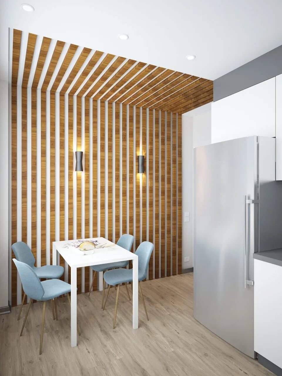 Рейки на кухне фото дизайн Slats in kitchen design (50 Photos)