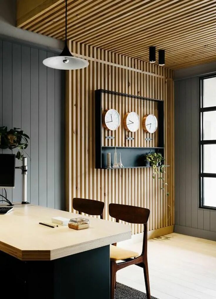 Рейки на стене и потолке в интерьере Wood Slat Trend Wandverkleidung holz innen, Wandverkleidung innen, Wandverkleidu