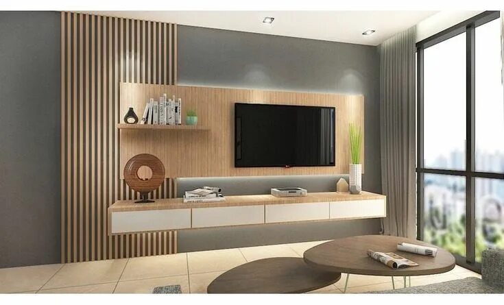 Рейки на стену с телевизором в интерьере Bilderesultat for wall with tv design Feature wall living room, Living room desi