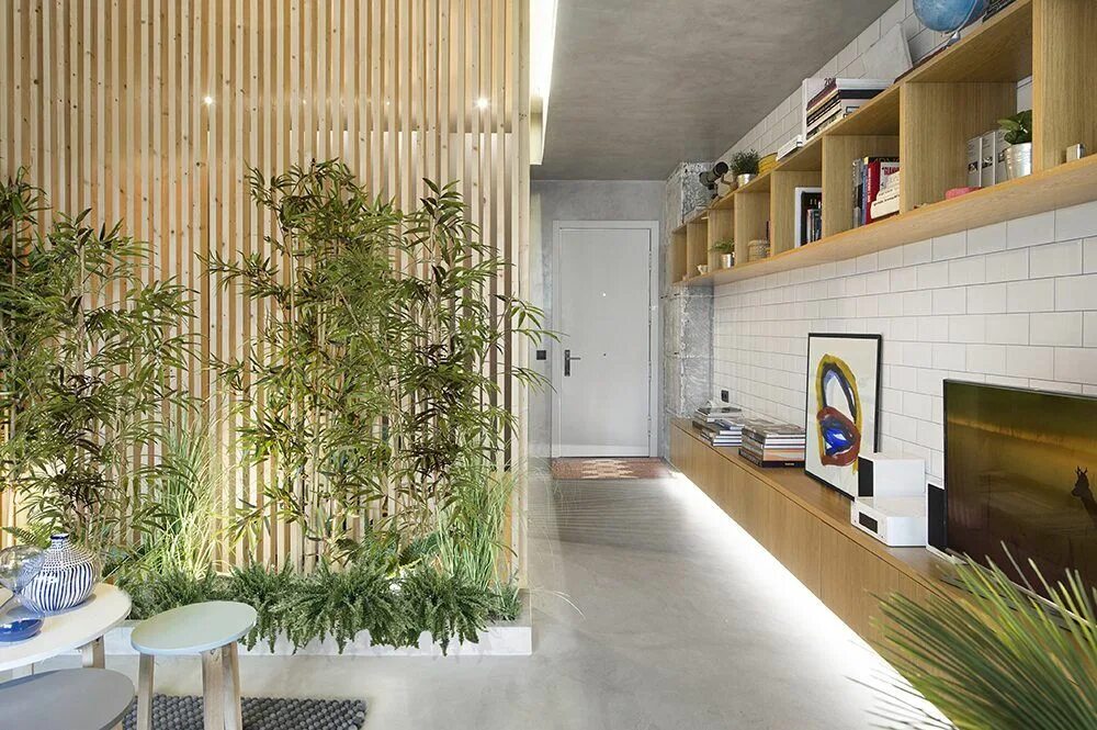 Рейки с мхом в интерьере на стене Vaste plantenbak in huis Foyer design, Loft design, Calming interiors